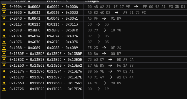 image of the diffrences between the 2 save files